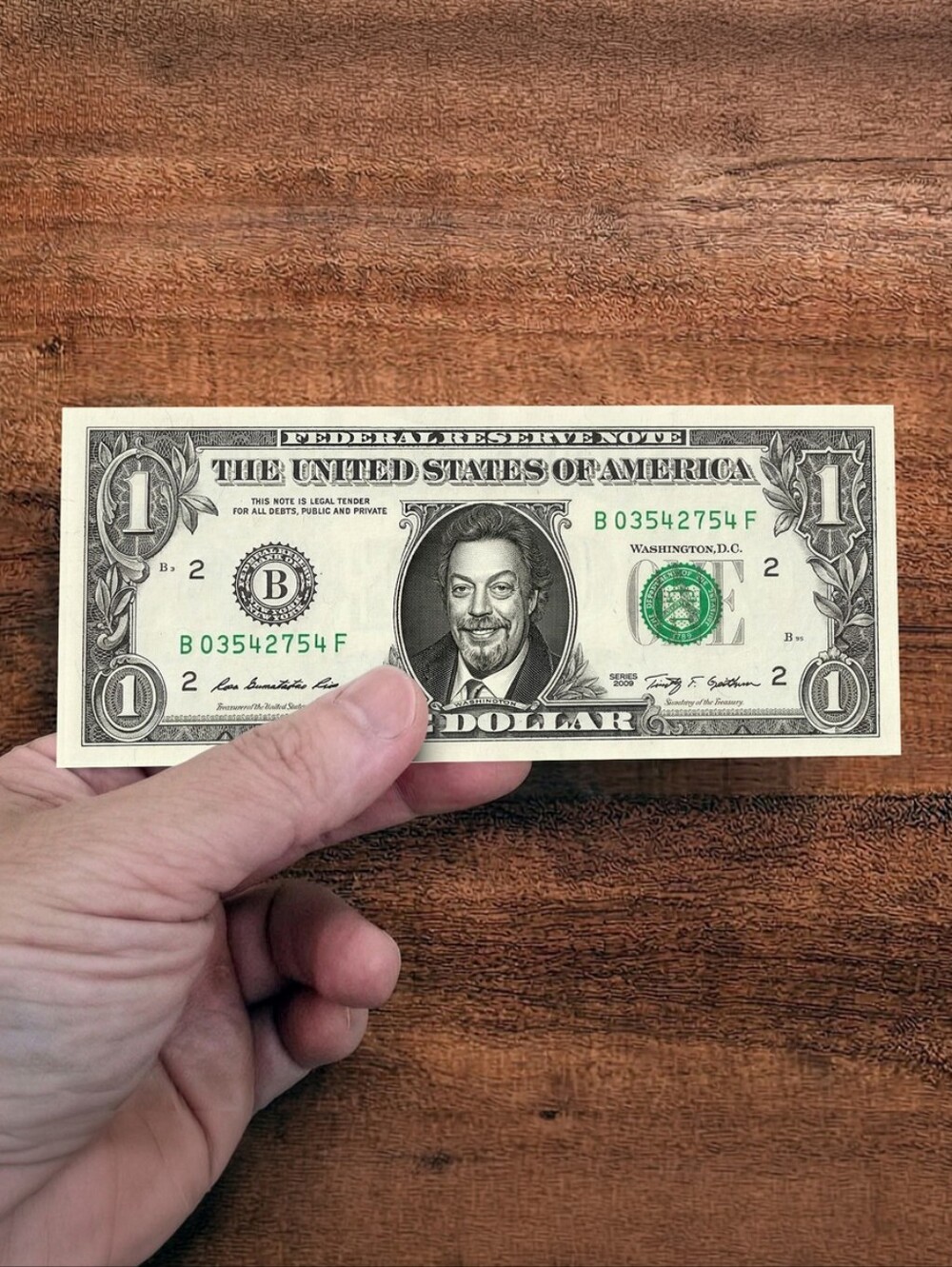 Real $1 Dollar Bill with a STICKER of Tim Curry Collectible Novelty Money Cash